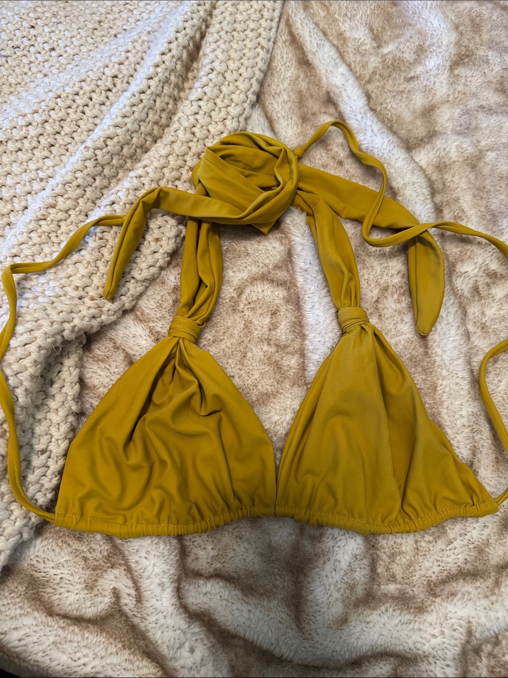 Monday Swimwear Mustard Triangle Halter Bikini Top